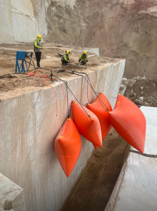 BESTLINK Factory Quarry Stone Block Pushing Down Polymer Air Cushion Bag