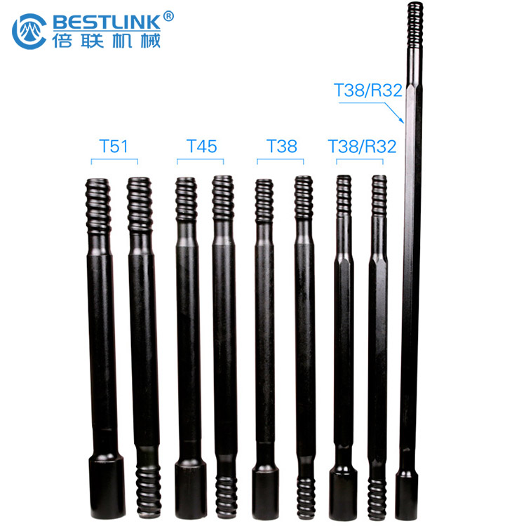 Taphole Long Drill Bit Extender Black Color With Thread Button Bit ISO 9001 Certificated